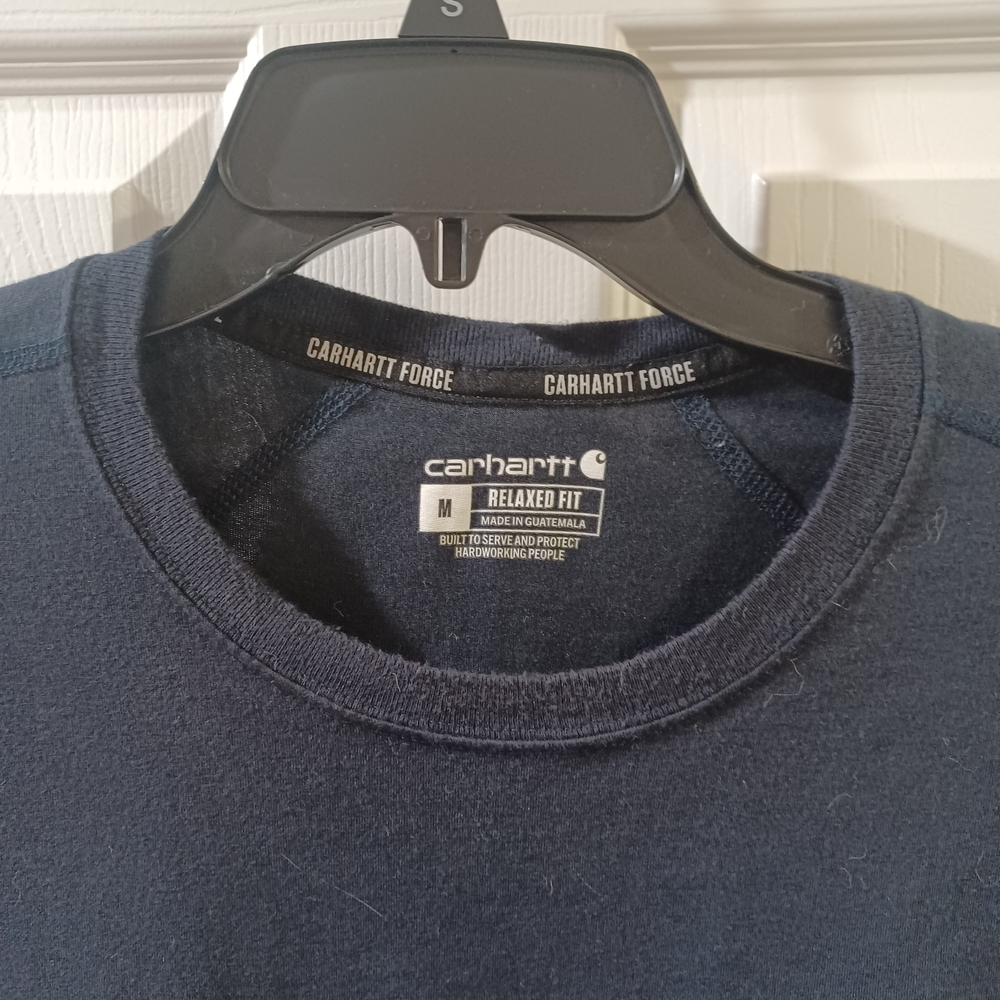 Carhartt Force Relaxed Fit Navy Crew Neck Shirt - Picture 2 of 5